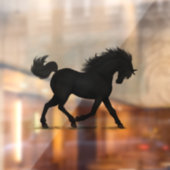 Autocollant Pour Fenêtre Cheval noir en Trot ou trompe-l'oeil (Feuille 2)