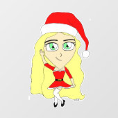 Autocollant Pour Fenêtre Chibi de Noël (Feuille)