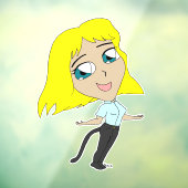 Autocollant Pour Fenêtre chibi fille avec une queue (Feuille 3)