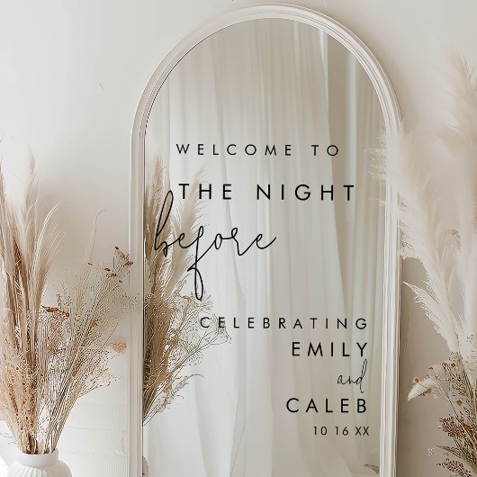 Autocollant Pour Fenêtre Chic Black Rehearsal Dinner Mirror Welcome Sign