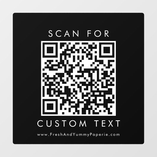 Autocollant Pour Fenêtre Chic Black Typographie Business Custom QR Code (Feuille)