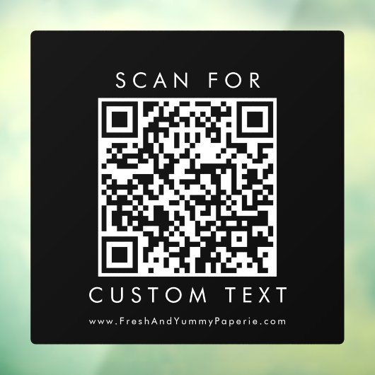 Autocollant Pour Fenêtre Chic Black Typographie Business Custom QR Code (Feuille 3)
