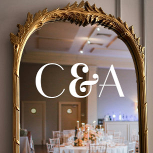 Autocollant Pour Fenêtre Chic Blanc Monogramme Ampersand Art Déco Mariage