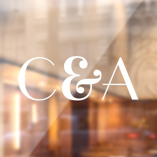 Autocollant Pour Fenêtre Chic Blanc Monogramme Ampersand Art Déco Mariage (Feuille 2)