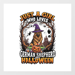 Autocollant Pour Fenêtre Chien berger allemand Halloween Sorcière Chapeau C