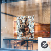 Autocollant Pour Fenêtre Chien berger néerlandais - Art mosaïque (Fenêtre de café)