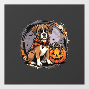 Autocollant Pour Fenêtre Chien Boxer Halloween Citrouille Sublimation