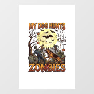 Autocollant Pour Fenêtre Chien chasse les zombies Halloween Berger Allemand