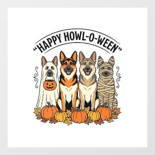 Autocollant Pour Fenêtre Chien de Halloween Joyeux Howl-O-Ween Vintage Berg