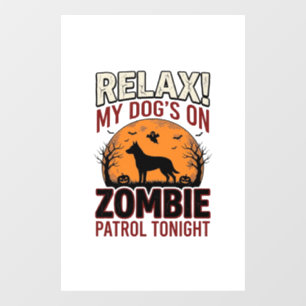 Autocollant Pour Fenêtre Chien de patrouille zombie Halloween Gravure vinta