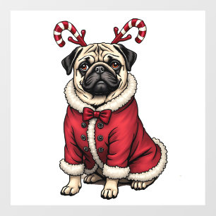Autocollant Pour Fenêtre Chien De Pub Portant Un Costume Père Noël Pour Amo