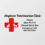 Autocollant Pour Fenêtre Chien et chat Croix Rouge VétérinaireCling de f (Feuille)