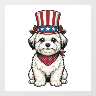 Autocollant Pour Fenêtre Chien Patriotique Gravure Vintage Vector Design_1