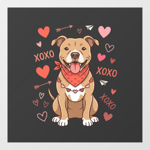 Autocollant Pour Fenêtre Chien Pitbull de la Saint-Valentin XOXO Design d'a