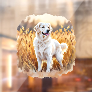 Autocollant Pour Fenêtre Chien Retriever Golden Blanc
