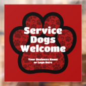 Autocollant Pour Fenêtre Chiens d'assistance bienvenus Empreinte de patte d (Feuille 2)