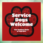 Autocollant Pour Fenêtre Chiens de service Bienvenue PawPrint personnalisé  (Feuille 3)