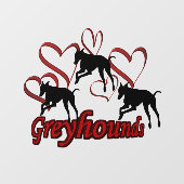 Autocollant Pour Fenêtre Chiens Gris Et Coeurs Rouges (Feuille)