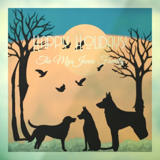 Autocollant Pour Fenêtre Chiens rétro personnalisés en Arbres noirs (Feuille 3)