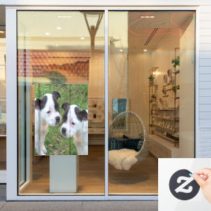 Autocollant Pour Fenêtre Chiots noirs blancs Staffordshire, Clouage de fenê