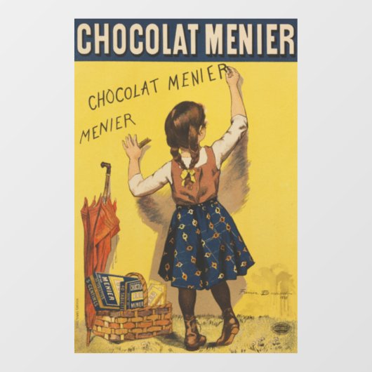 Autocollant Pour Fenêtre Chocolat Menier Petite fille Mur écriture (Feuille)