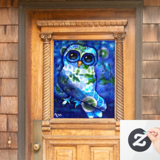 Autocollant Pour Fenêtre Chouette Abstraite lunette bleu Vert Clouage (Porte d'accueil)