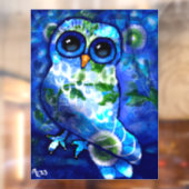 Autocollant Pour Fenêtre Chouette Abstraite lunette bleu Vert Clouage (Feuille 2)