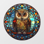 Autocollant Pour Fenêtre Chouette colorée Oiseau Faux Vitrail Art (Feuille)