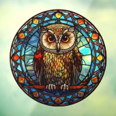 Autocollant Pour Fenêtre Chouette colorée Oiseau Faux Vitrail Art (Feuille 3)