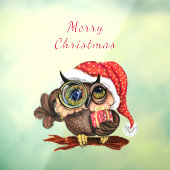 Autocollant Pour Fenêtre Chouette de bébé en Casquette de Noël et cadeaux p (Feuille 3)