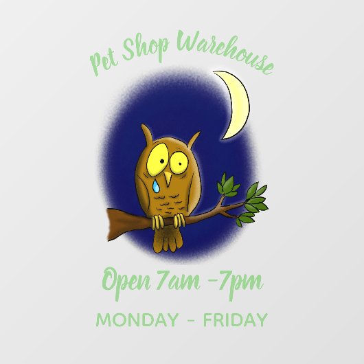 Autocollant Pour Fenêtre Chouette triste avec larmes et lune manquant ton d (Feuille)