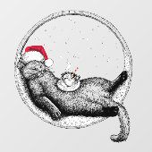 Autocollant Pour Fenêtre Christmas Cat (Feuille)