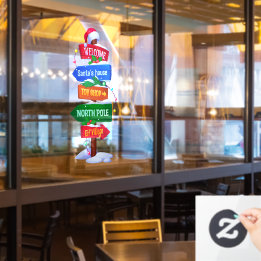 Autocollant Pour Fenêtre Christmas North Pole Sign Board Window Cling