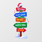 Autocollant Pour Fenêtre Christmas North Pole Sign Board Window Cling (Feuille)
