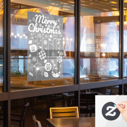 Autocollant Pour Fenêtre Christmas Window Cling – White Ornaments (Fenêtre du restaurant)