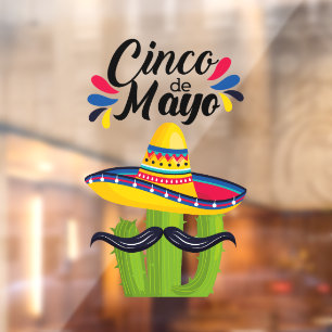 Autocollant Pour Fenêtre Cinco de Mayo Cactus
