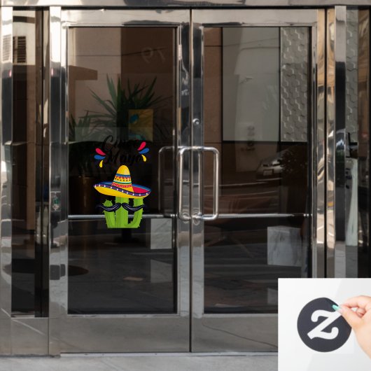 Autocollant Pour Fenêtre Cinco de Mayo Cactus (Porte de bureau)