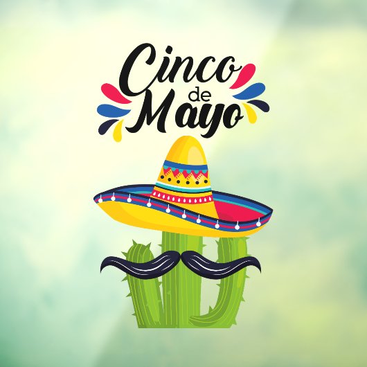 Autocollant Pour Fenêtre Cinco de Mayo Cactus (Feuille 3)