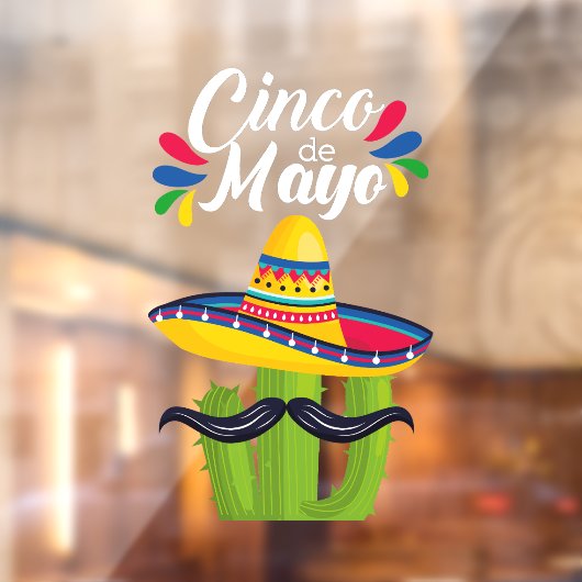 Autocollant Pour Fenêtre Cinco de Mayo Cactus Clôture de fenêtre (Feuille 2)