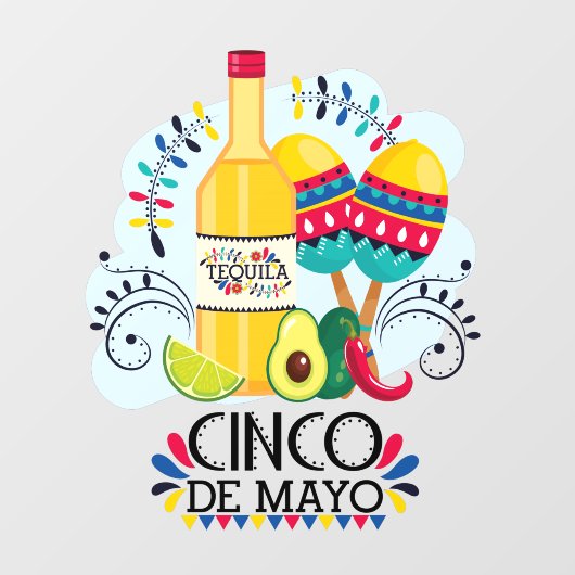 Autocollant Pour Fenêtre Cinco de Mayo Tequila Entreprise Mexicaine (Feuille)