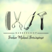 Autocollant Pour Fenêtre Ciseau Peigne de cheveux Razor Classique Simple Ba (Feuille 3)