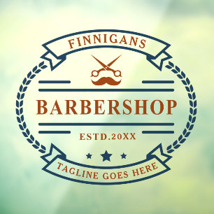 Autocollant Pour Fenêtre Ciseaux de barbier vintage personnalisés Moustache