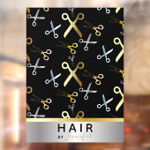 Autocollant Pour Fenêtre Ciseaux en or et argent brillants Motif de coiffeu (Feuille 2)