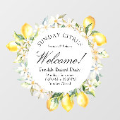 Autocollant Pour Fenêtre Citrons jaunes et fleurs blanches Courbe florale (Feuille)