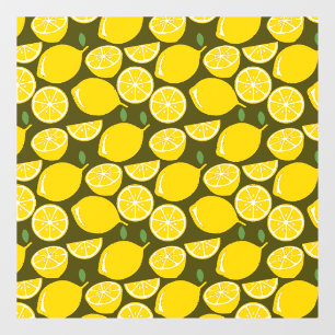 Autocollant Pour Fenêtre Citrons jaunes et motif vert olive : Citrus modern