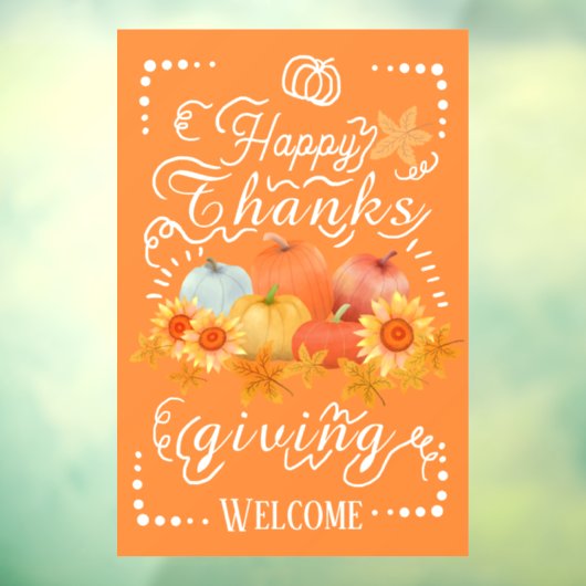 Autocollant Pour Fenêtre Citrouille d'automne Orange (Feuille 3)