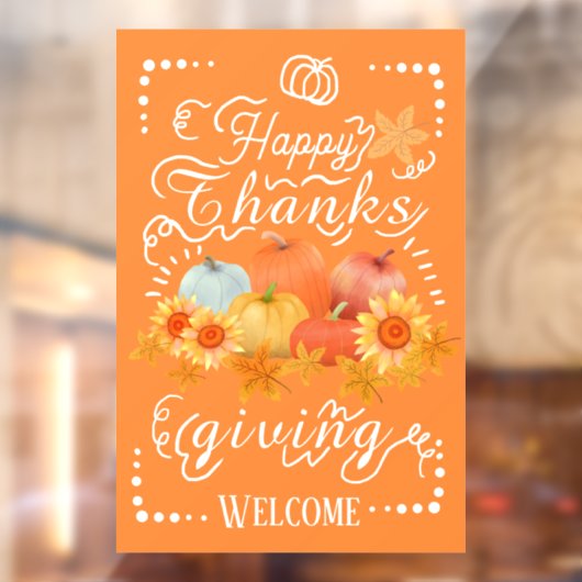 Autocollant Pour Fenêtre Citrouille d'automne Orange (Feuille 2)