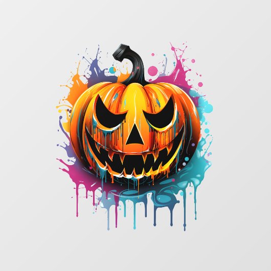 Autocollant Pour Fenêtre Citrouille de couleur de splash d'Halloween (Feuille)