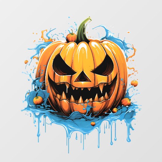 Autocollant Pour Fenêtre Citrouille de couleur de splash d'Halloween (Feuille)