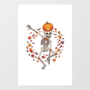 Autocollant Pour Fenêtre Citrouille de tête de squelette dansant Halloween